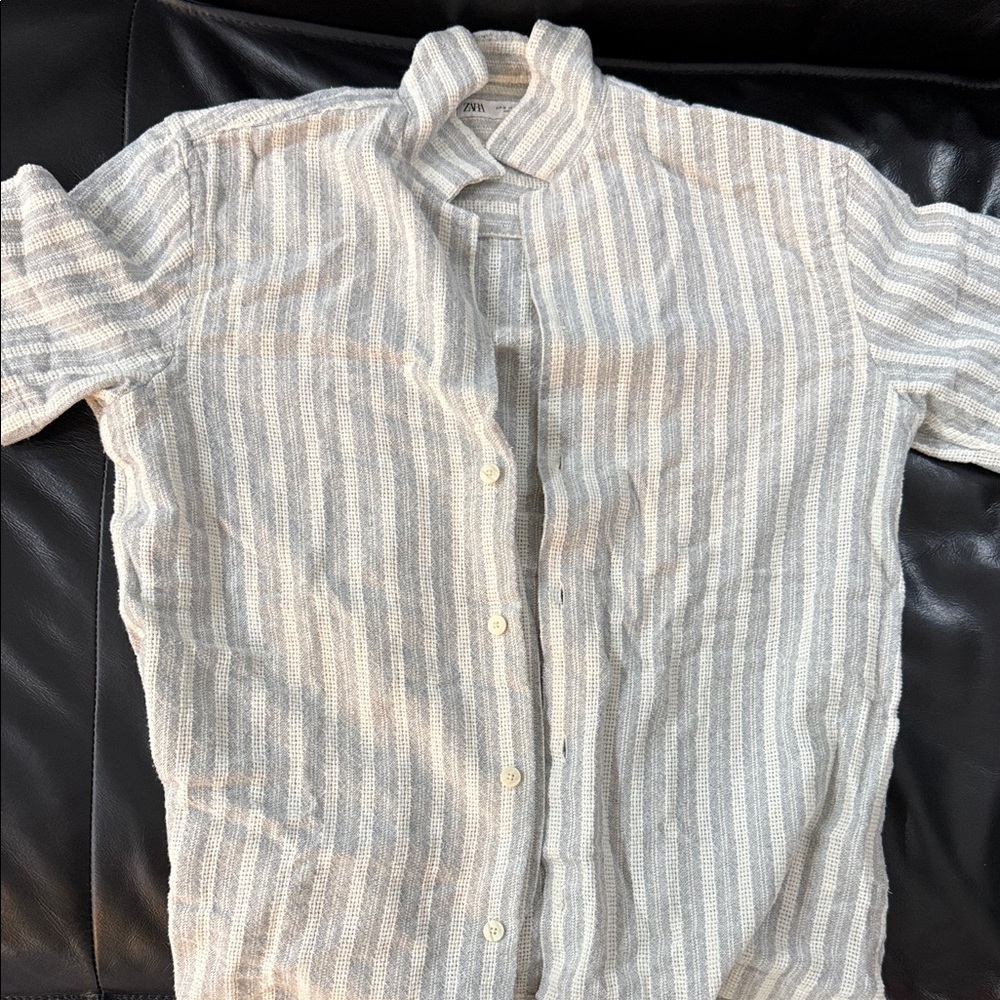 ZARA Men's Striped Linen Shirt